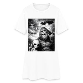 Bigfoot, Alien Rocker, Musique Rock, Main de Rock, OVNI - Robe T-shirt Femme - blanc - Devant
