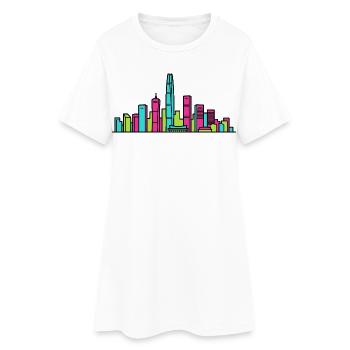 Shenzhen City Skyline Modern Line Art - Women’s T-Shirt Dress - white - Front