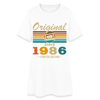 1986 Vintage Rétro Cadeau D'anniversaire - Robe T-shirt Femme - blanc - Devant