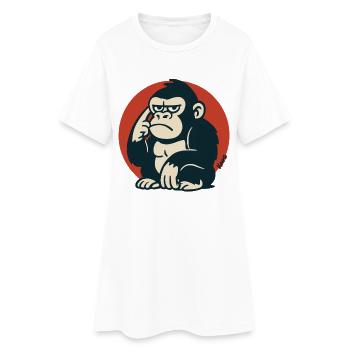 Singe pensif dans un style rétro - Robe T-shirt Femme - blanc - Devant