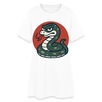 Serpent de dessin animé dans le cercle rouge - Robe T-shirt Femme - blanc - Devant