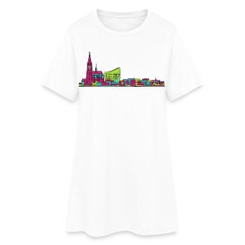 Strasbourg City Skyline Cathedral Line Art - Women’s T-Shirt Dress - white - Front