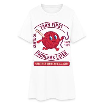 Garn Erste Probleme Später Lustiges Häkeln Liebhabergarn - Frauen T-Shirt-Kleid - Weiß - Vorne