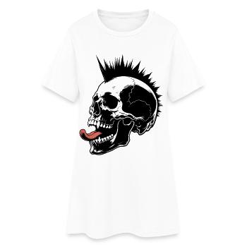Skull Mohawk Punk Rocker Totenkopf - Robe T-shirt Femme - blanc - Devant