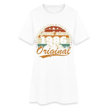 1986 Vintage Rétro Cadeau D'anniversaire - Robe T-shirt Femme - blanc - Devant