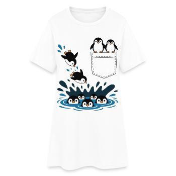 Penguin Jump Into The Water Pocket Design - Women’s T-Shirt Dress - white - Front