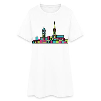 Art en ligne de la tour de l’horloge de la skyline de Leicester City - Robe T-shirt Femme - blanc - Devant