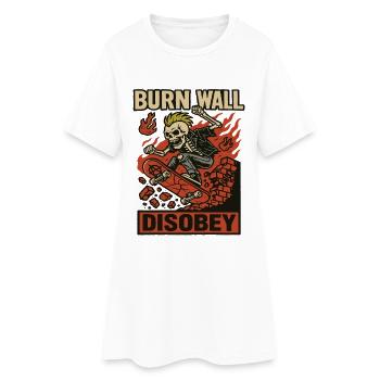 Burning Wall Skater Skeleton - Women’s T-Shirt Dress - white - Front