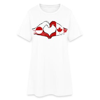 Mains du drapeau du Groenland, Canada, forme de cœur utilisée - Robe T-shirt Femme - blanc - Devant
