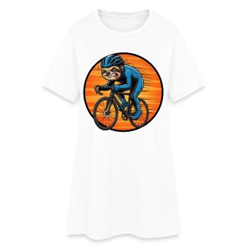 Fahrrad Rennrad Radfahrer Bikesport Mountainbike - Frauen T-Shirt-Kleid - Weiß - Vorne