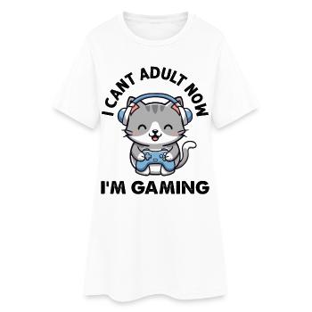 I cant Adult now I'm Gaming funny Gamer Cat - Frauen T-Shirt-Kleid - Weiß - Vorne