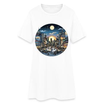Stadtlicht Abendverkehr - Frauen T-Shirt-Kleid - Weiß - Vorne