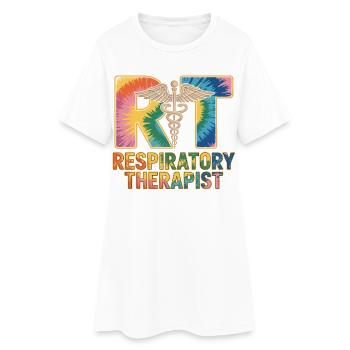 Tie-Dye pour Thérapeute Respiratoire - Robe T-shirt Femme - blanc - Devant