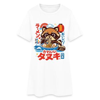 Raton laveur de Kawaii | Ramen | Soupe de nouilles | Restauration rapide - Robe T-shirt Femme - blanc - Devant