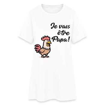 Poules Poulets Papa - Robe T-shirt Femme - blanc - Devant