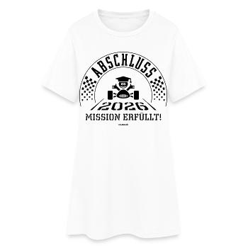 Abschluss 2026 – Mission Erfüllt! (Zieleinfahrt B) - Frauen T-Shirt-Kleid - Weiß - Vorne