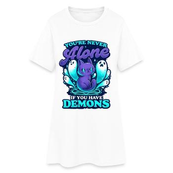 Chat Démon – Tu n’es jamais seul - Robe T-shirt Femme - blanc - Devant