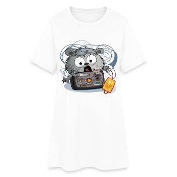 Kamera Panda Chaos - Frauen T-Shirt-Kleid - Weiß - Vorne