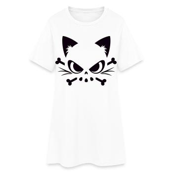 Cats Skull | Minimal Skull & Bones motif - Women’s T-Shirt Dress - white - Front