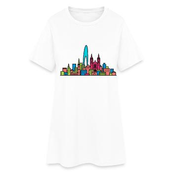 Silhouette de la ville de Genève Jet d’Eau Art Moderne - Robe T-shirt Femme - blanc - Devant