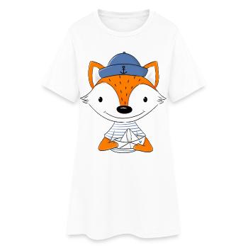Renard marin avec bateau en papier - Robe T-shirt Femme - blanc - Devant