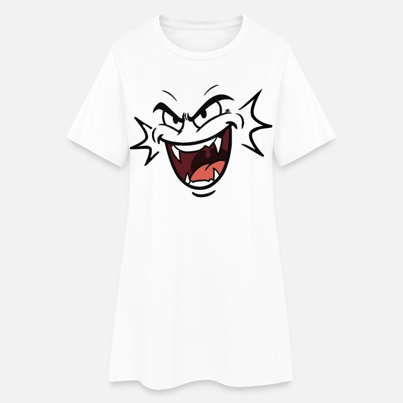 Funny vampire face laughing pattern comic - Women’s T-Shirt Dress - white
