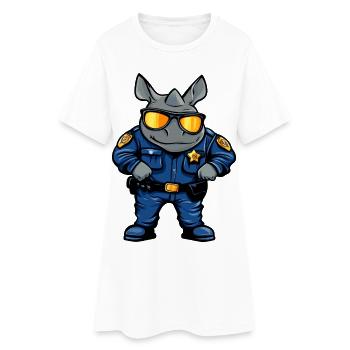 Police Rhinos / Policier Rhino - Robe T-shirt Femme - blanc - Devant