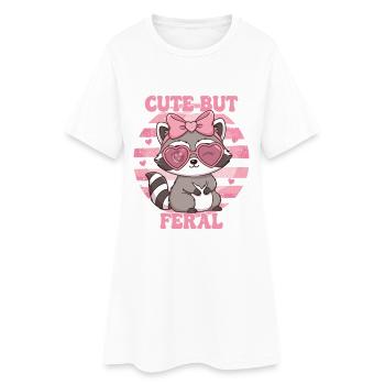 Mignon mais sauvage – Design de raton laveur mignon - Robe T-shirt Femme - blanc - Devant