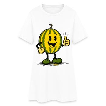 Dessin animé joyeux de pastèque - Robe T-shirt Femme - blanc - Devant