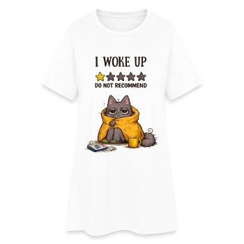 Je me suis réveillé – Je ne recommande pas (chat fatigué) - Robe T-shirt Femme - blanc - Devant