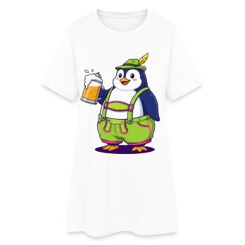 Pingouin dans Lederhosen Bière Party Beer Garden après - Robe T-shirt Femme - blanc - Devant