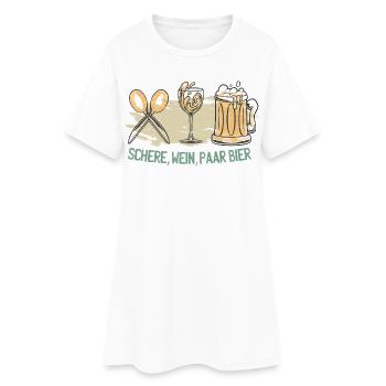 Schere Wein Paar Bier - Frauen T-Shirt-Kleid - Weiß - Vorne