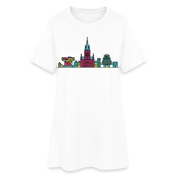 Antwerp City Skyline Cathedral Modern Line Art - Women’s T-Shirt Dress - white - Front