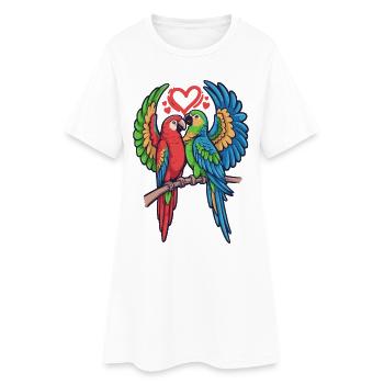 Liebes-Papageien Duo im Tropenstil - Frauen T-Shirt-Kleid - Weiß - Vorne