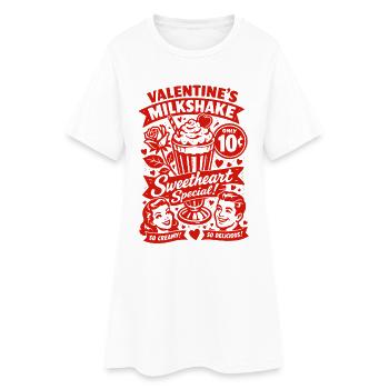 50er Jahre Valentins Milchshake für Verliebte - Frauen T-Shirt-Kleid - Weiß - Vorne