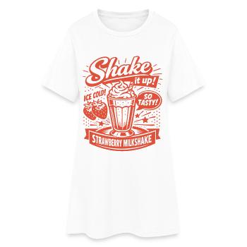 Erdbeer Milchshake 50er Jahre Retro Design - Frauen T-Shirt-Kleid - Weiß - Vorne