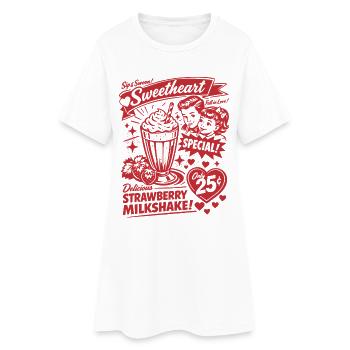 Erdbeer Milchshake 50er Jahre Retro Design - Frauen T-Shirt-Kleid - Weiß - Vorne
