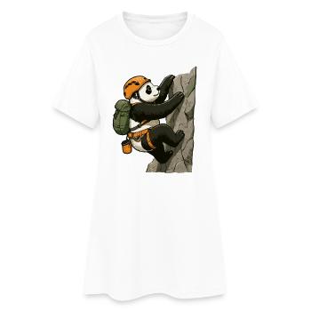 Bloc panda avec du matériel d’escalade - Robe T-shirt Femme - blanc - Devant