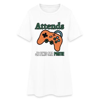 Attends Je Finis Ma Partie - Robe T-shirt Femme - blanc - Devant