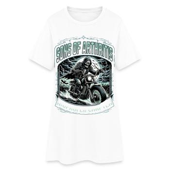 Fils de l’arthrite, chapitre Ibuprofène, Moto - Robe T-shirt Femme - blanc - Devant