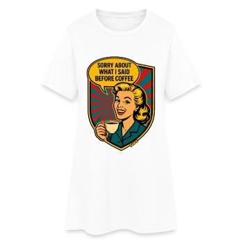 Avant le café – Rétro Meme - Robe T-shirt Femme - blanc - Devant