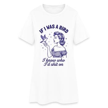 Echte Rache Vogel Retro Statement - Frauen T-Shirt-Kleid - Weiß - Vorne
