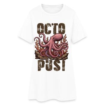 Poulpe Octopus Géant Vintage - Robe T-shirt Femme - blanc - Devant