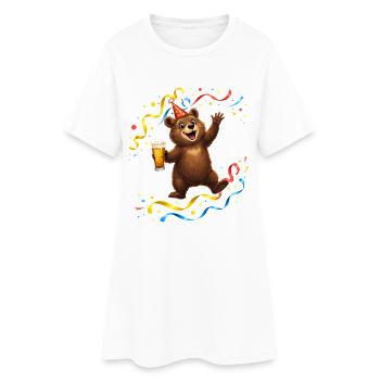 Party Bär | Bierfest Fasching Karneval - Frauen T-Shirt-Kleid - Weiß - Vorne