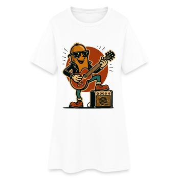 Rockiger Hotdog Wurst Gitarrist - Frauen T-Shirt-Kleid - Weiß - Vorne