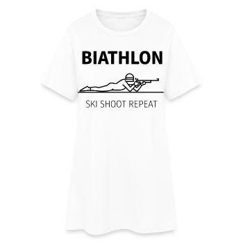 Tir de ski de biathlon : Répétition du design Sports d’hiver - Robe T-shirt Femme - blanc - Devant