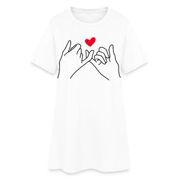 Pinky Promise Heart Minimal Line Art Design - Frauen T-Shirt-Kleid - Weiß - Vorne