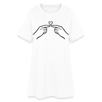 Finger Touch Heart Minimal Line Art Design - Frauen T-Shirt-Kleid - Weiß - Vorne