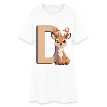 Dessin animé de Cerf D Lettre Câline D - Robe T-shirt Femme - blanc - Devant