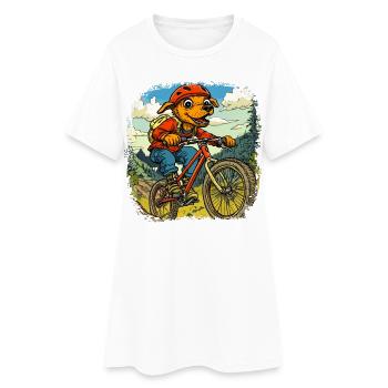 Hunde Bike / Mountainbiker Hund - Frauen T-Shirt-Kleid - Weiß - Vorne